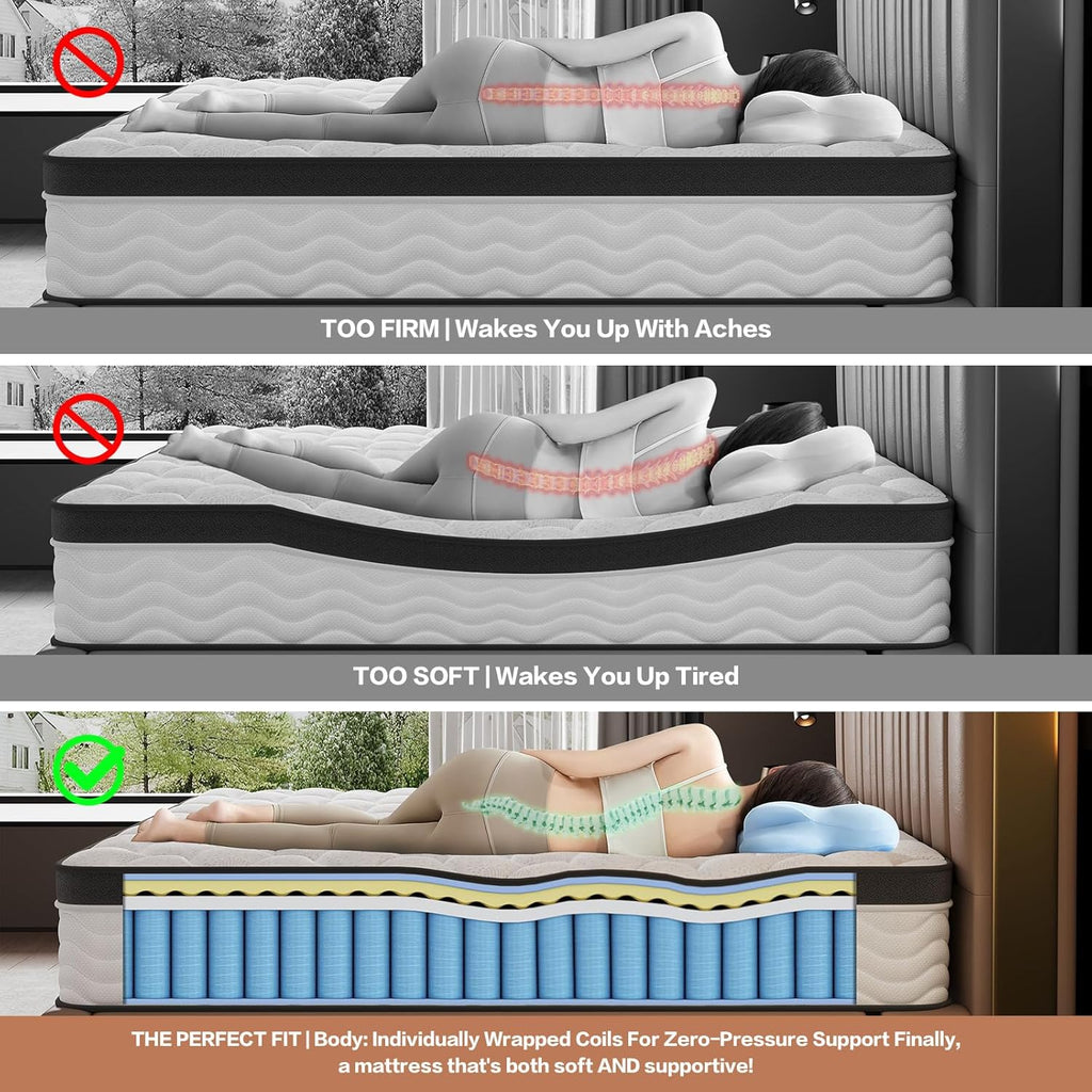 Queen Mattress,14 Inch Queen Size Mattresses in a Box, Memory Foam Mattress for Pressure Relief & Cool Sleep,CertiPUR-US Certified,Safe Foams & Fabric,Non-Fiberglass,Medium Firm,80" x 60"