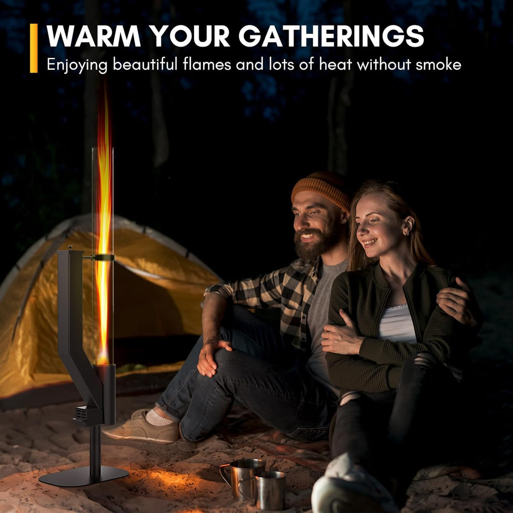 Rayzi 58 Inch Pellet Stove  Patio Heater Wood Pellet Heater  Pellet Fire Pit for Outdoor - Smokeless Wood Pellet Burning Flame  Outside Backyard Bonfire  Fireplace for Camping Patio Garden Picnic
