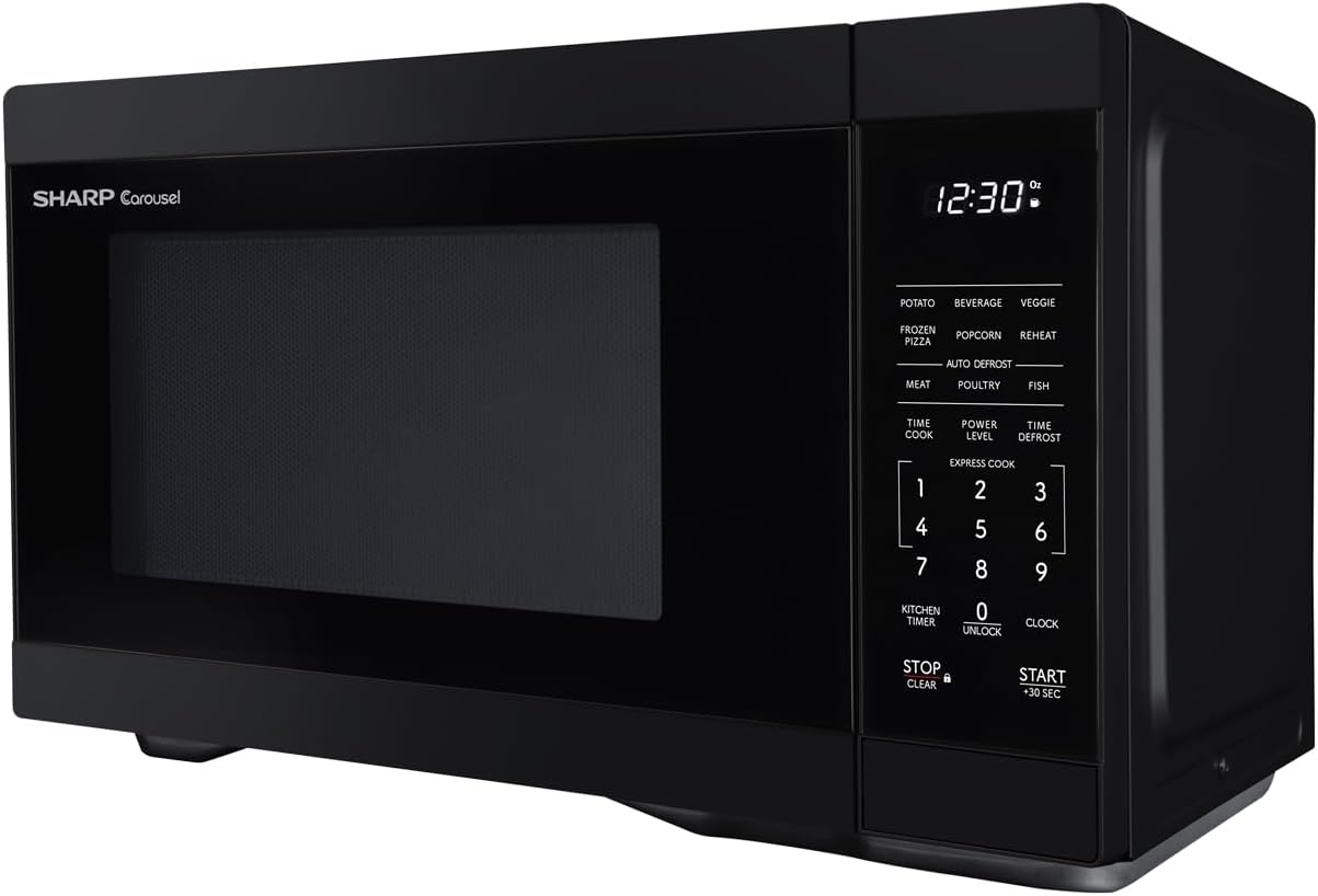 SHARP Countertop Microwave Oven with Removable 12.4" Carousel Turntable, 1000 Watt, 1.1 Cubic Feet, Black