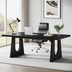 Tribesigns 70.86-Inch Executive Desk, Large Black Computer Office Desk with Wooden Legs, Modern Simple Style Rectangle Writing Table, Workstation or Business Table for Home Office (Black)