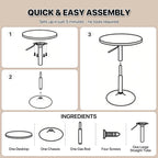 Magshion 23.5'' Round Adjustable Height Wood Bar Pub Table Adjustable Range 27.5"-36" Living Room Dining Room Bar Cocktail Table (Marble Black)