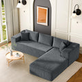 106" Modular Sectional Sofa, Grey Corduroy Cloud Couch with Left Chaise, Deep Seat Boneless Floor Sofa for Living Room, High-Resilience Foam Support, No Assembly Required, Includes Pillows | Sectional Sofa, Corduroy Cloud, Boneless, High-Resilience,
