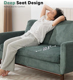 Tbfit 65" Corduroy Love Seat with Spring Cusions, Mid Century Modern Loveseat Sofa for Livingroom & Bedroom, Comfy Upholstered Small Couch