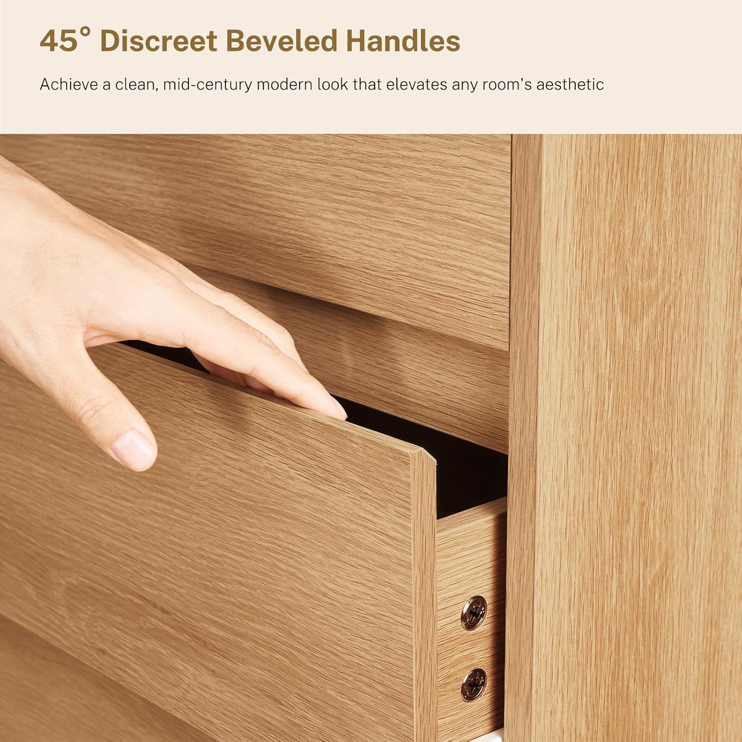 TEENFON 9 Drawer Dresser for Bedroom, 63" Wide Dressers & Chest of Drawers with Curved Profile Design, Wood Closet Storage Dressers Organizer for Bedroom, Living Room, Natural