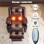 Power Lift Recliner Chair for Elderly, Oversized Leather Lift Chair with Heat and Massage, Dual Motor Zero Gravity Power Recliner Chair with Adjustable Headrest, Cup Holder & USB Port