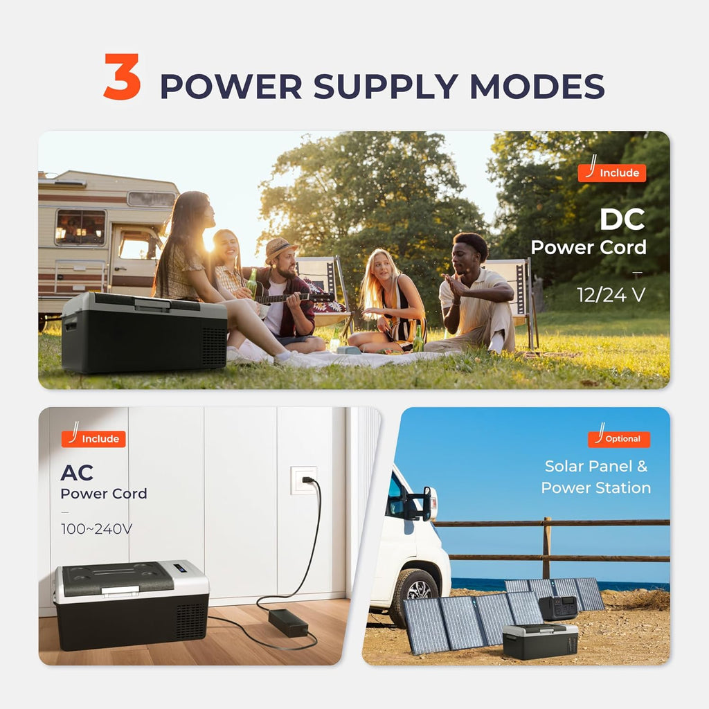 EKOJUCE 12 Volt Refrigerator Portable Fridge - 16 Quart(15L) Electric Cooler Compressor fridge -4℉-68℉, 12/24V DC & 100-240V AC Car Refrigerator for Camping, RV, Fishing, Travel, Home
