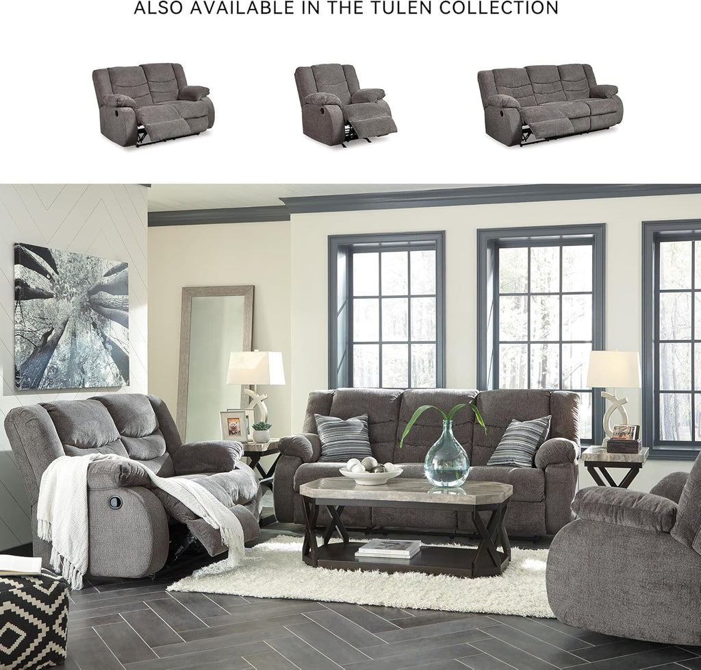 Signature Design by Ashley Tulen Contemporary Rocker Recliner, Gentle Rocking Motion, Pull Tab Reclining, Fabric Upholstery, 39" W x 40" D x 40" H, Dark Gray