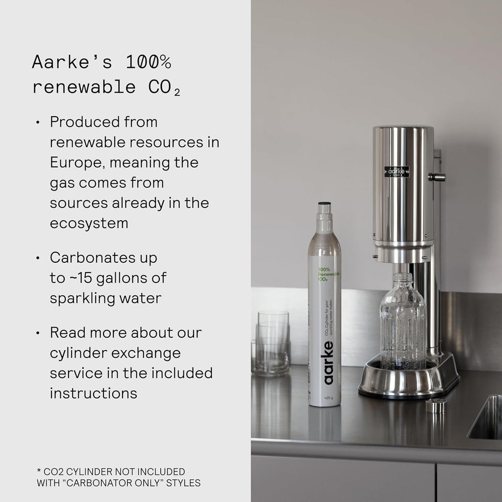 Aarke Carbonator Pro, Sparkling & Carbonation Water Machine, Stainless Steel with Glass Reusable Bottle Volume 800 mL/27 fl oz (Sand)