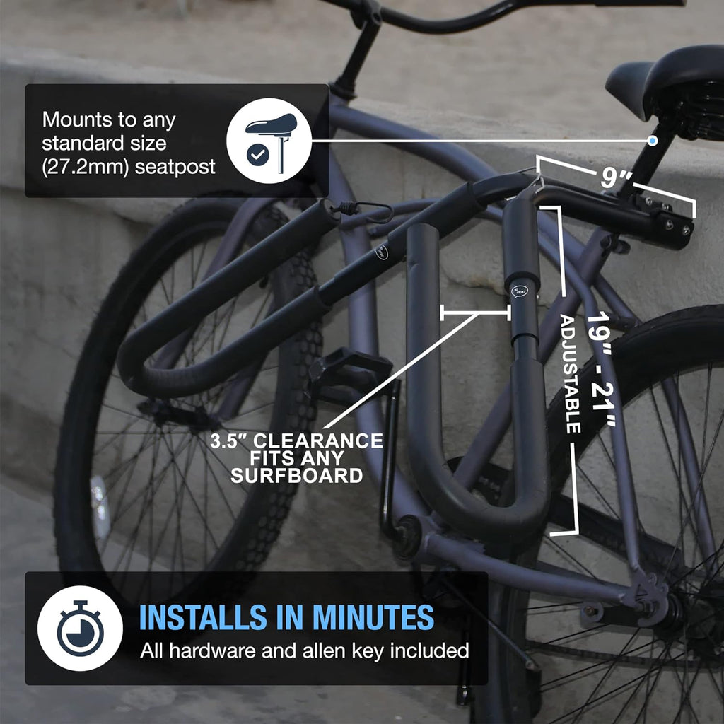 Ho Stevie! Surfboard Bike Rack - Fits Most Bikes, Easy Install, for Surf Boards 8 Feet Or Shorter - Cruise to Your Surf Spot