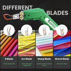 Huanyu Electric Hot Knife Rope Cutter Fabric Cutting Tool Kit 4 Blades Pro Fabric Cutting 600° C Heat Cutter 100W Heat Sealer for Sponge Cloth Board Webbing Continuous Working