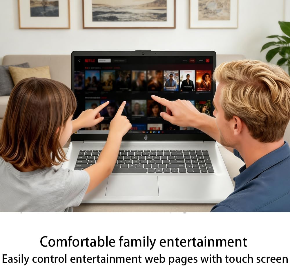 HP 17.3'' Touchscreen Laptop Computer-Windows 11 Pro for Business & Home Use  8-Cores Intel i3-N305  32GB RAM  128GB eMMC+1TB PCIe M.2 SSD  720 HD Webcam  HDMI  Num Pad  Wi-Fi 6  1 Year Office 365