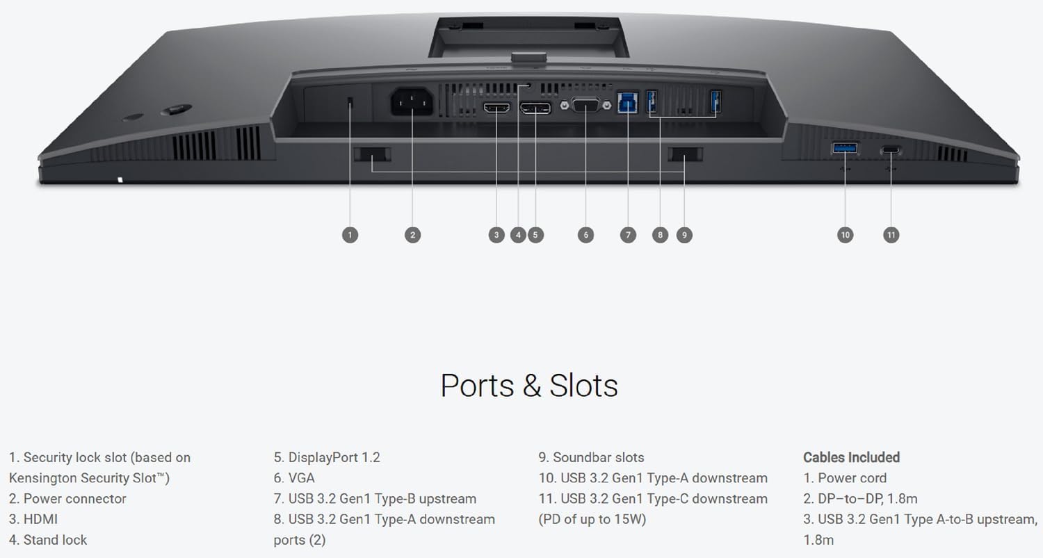 Dell P2425H 24" Full HD IPS Monitor – 1080p  16:9  DisplayPort & USB 3.0 Cables – Latest Model – Boomph's Comprehensive Ultimate Performance Cloth Solution for Your Workspace