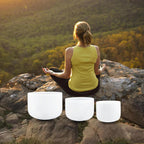 RYAN DVAN 432HZ Crystal Singing Bowl Set of 3, 6"B Crown, 7"G Throat, 8"F Heart with Case Suede Striker&O-Ring Sound Therapy for Yoga, Reiki, Chakra Healing Energy Tuning&Mindfulness Kit