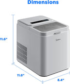 Midea MERI26B1AGY Countertop Bullet-Ice Maker, 8 Ice Bullets Ready in 6 Minutes, 26lbs/24H, Self-Cleaning Function with Ice Scoop and Basket for Home/Office/RV