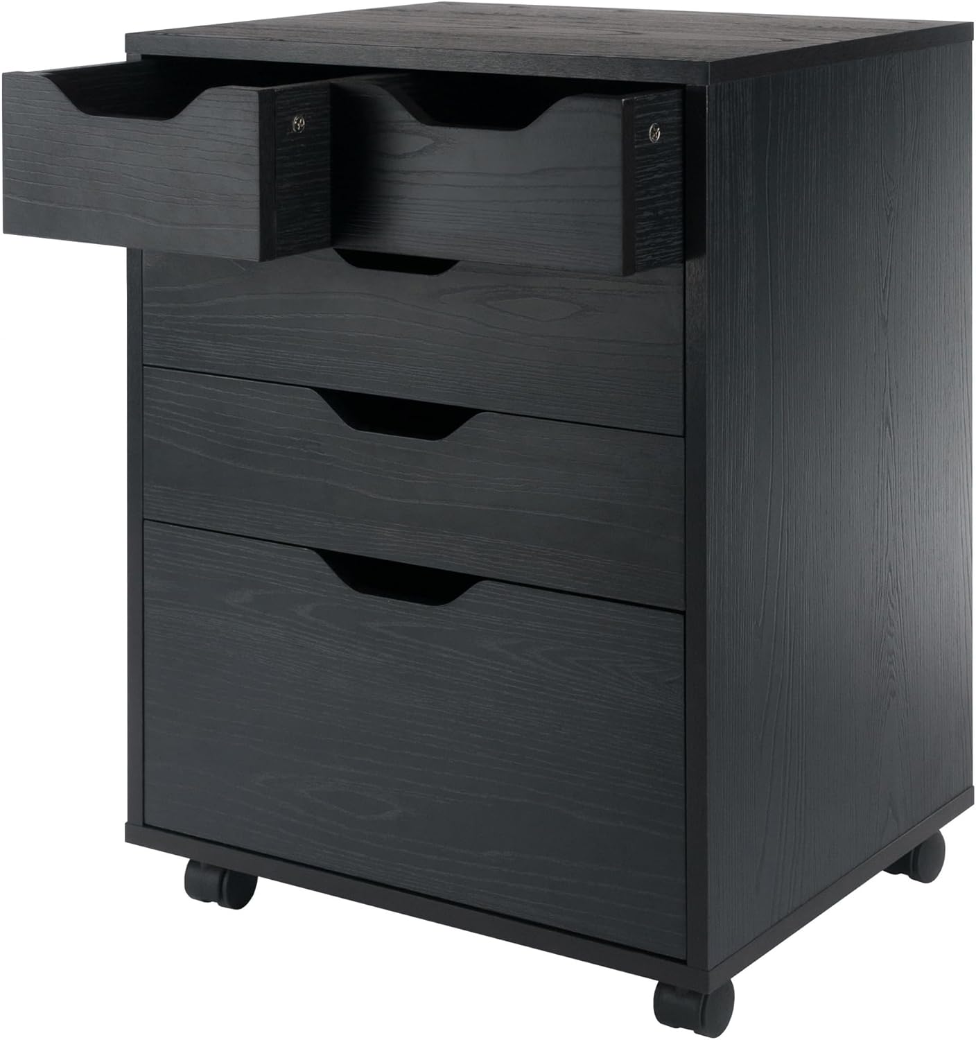 Winsome Halifax Mobile Storage Cabinet with 5 Drawers in Black, Stylish & Functional Home Storage Cabinet for Filing, Kitchen Organization, Moveable Furniture for Office, Dorms, Apartments