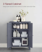 VASAGLE Floor Storage Cabinet, Freestanding Storage Unit with 2 Adjustable Shelves, for Bathroom Living Room Dining Kitchen, 11.8 x 23.6 x 31.5 Inches, Slate Gray UBCB60GY