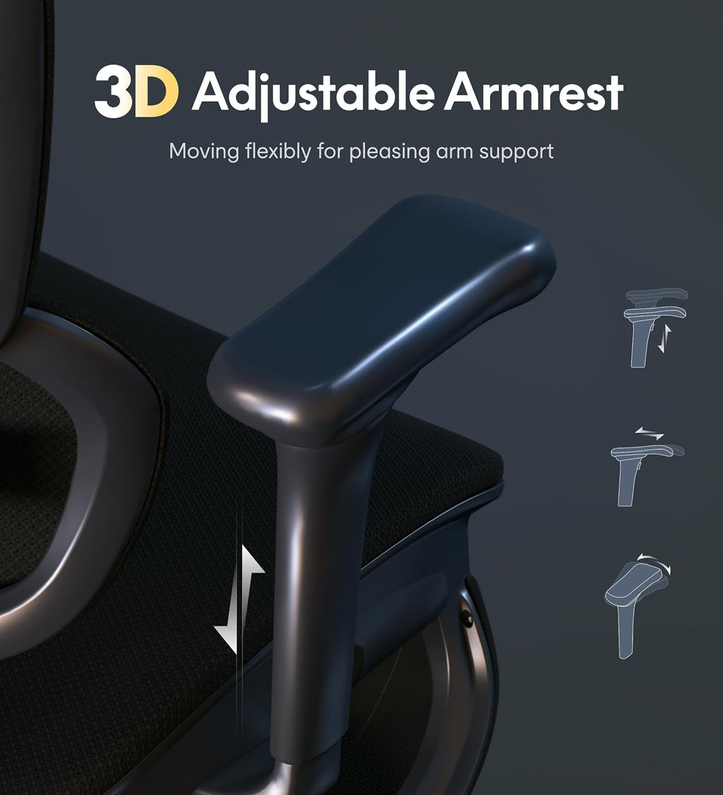 FLEXISPOT Sentinel Ergonomic Gaming Chair with Dual-Wing Adaptive Lumbar, 3D Armrests 3-Position Recline up to 120° Height-Adjustable Backrest Premium Mesh Computer Office Chair for Home & Office