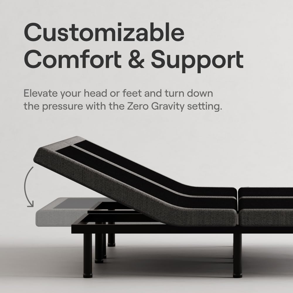 Nectar Split King Adjustable Base & 12” Hybrid Mattress (New Version) - Head & Foot Incline - Medium Firm Memory Foam & Coils - Cooling Layer - 3 Massage Settings - 365-Night Trial & Forever Warranty