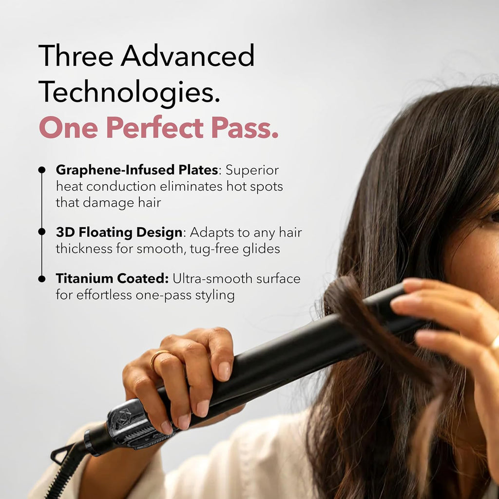 SRILabs StyleQ Flat Iron Hair Straightener Styler - GraphFlow Techonology, Negative Ions, Red Light Therapy, 12 Heat Settings for Straight, Smooth, Waves and Curls: All Hair Types