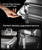 Chafing Dishes for Buffet 4 Pack, 9QT Mirror-Like Polished Finish Food Warmers for Parties Buffet No Fingers Cut Roll Edge Designed Chafing Dish Buffet Set for Any Party with Complete Set