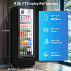 BODEGA BODEGACOOLER 9 Cu.Ft Commercial Beverage Refrigerator with Glass Door,Display Drink Refrigerators fridge for Beer Display Drink Cooler Rapid Cooling & Quiet for Bar Restaurant Office Store Use