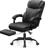 Office Chair, Executive Big and Tall Leather Desk Chairs with Footrest, Ergonomic Breathable Computer Chair with Adjustable High Back, Lumbar Support Swivel PC Chairs with Rocking Function