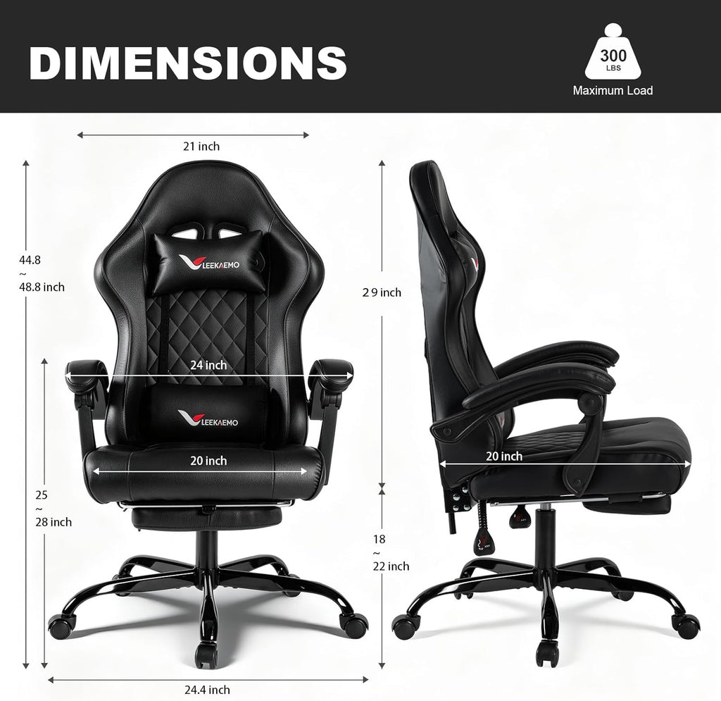 Gaming Chair for Adults, Computer Chair with Footrest and Pocket Spring Cushion,Comfortable Ergonomic Video Game Chair with Lumbar Support and Headrest for Office Home (White)