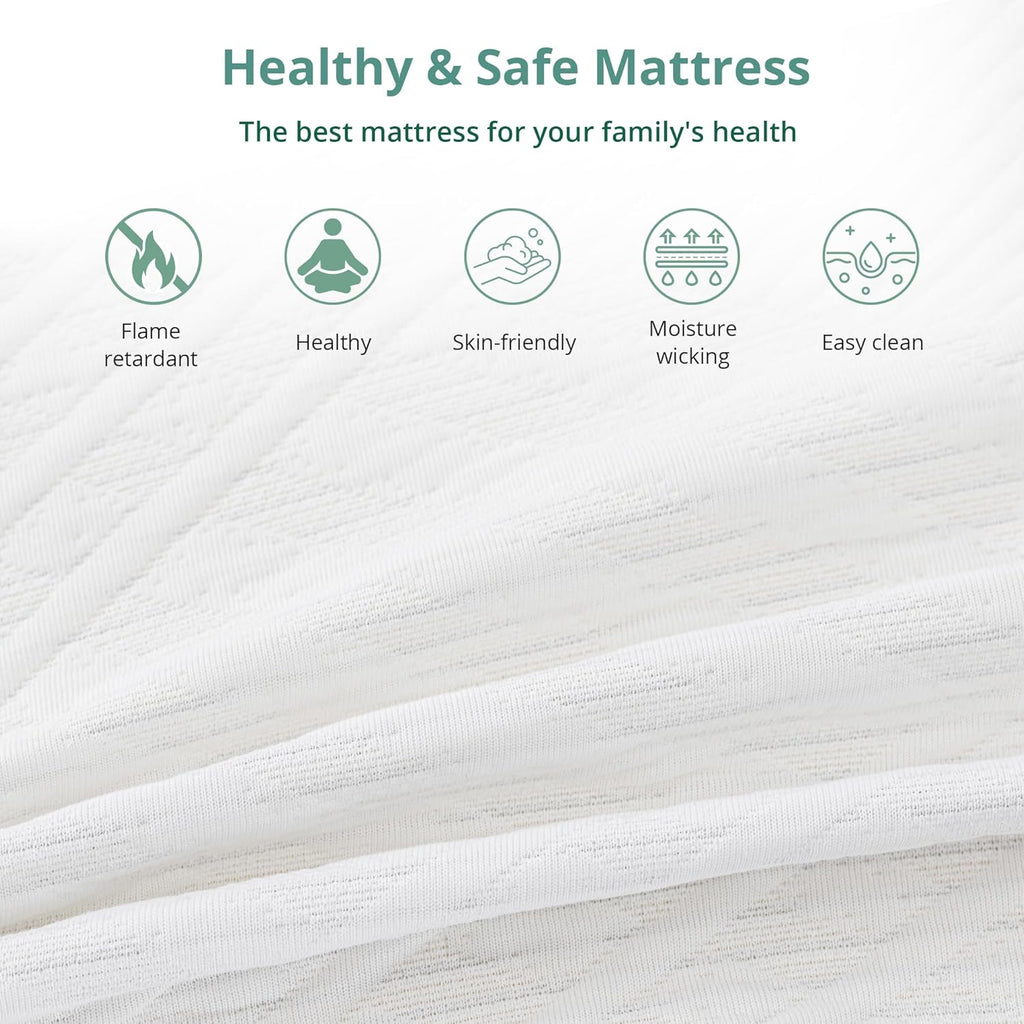 EGO White 8 Inch Short Queen Memory Foam RV Mattress, Cooling Gel Green Tea Mattress for RVs, Campers & Trailers, Bed in a Box, CertiPUR-US Certified, 60"×75", Medium Firm