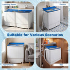 Giantex Portable Washing Machine, 18LBS Twin Tub Mini Compact Laundry Washer Spinner Combo with Drain Pump, 11Lbs Washer and 7Lbs Spinner for Apartments, RVs, Dorms, Blue+White