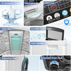 Nictemaw Portable Washing Machine 20Lbs Portable Washer Machine with 10 Programs 8 Water Levels, 2.8 Cu.ft Washer and Dryer Combo with Drain Pump, Compact Laundry Machine for Apartments- Glass Cover