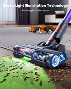 Cordless Vacuum Cleaner, 50KPa 600W Powerful Stick Vacuum for Home, 65Mins Runtime, 1.8L XL Dust Cup One-Touch Empty, Green LED Anti-Tangle Brush & Fragrance, for Pet Hair Carpet Hard Floor