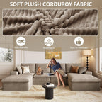 136" Cloud Couch Modular Sectional Couchs with Chaise Lounge, U-Shape Boneless Couches with Ottoman for Living Room, Corduroy Sofa with Deep Seat, No Assembly Required (Camel, Right Facing Chaise)
