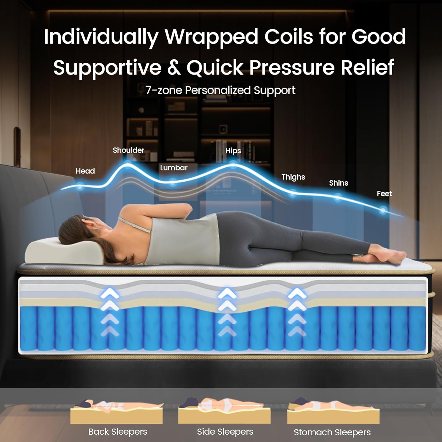 Firm King Size Mattress, 14 Inch Gel Memory Foam Hybrid Mattress King Bed in a Box, Pressure & Pain Relief, CertiPUR-US, Individual Pocket Spring, Edge Support