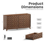 COLAMY Fluted Dresser for Bedroom, 6 Drawer Wood Dresser 55”, Chest of Drawers with Large Storage, Metal Handles, Modern TV Stand for Living Room, Hallway, Walnut