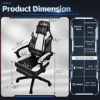 DL-win Video Gaming Chair for Adults, Computer Chair with Footrest and Ergonomic High Back, Big and Tall Gamer Chair with Massage Lumbar Support, 360° Swivel Height Adjustable Computer Chair, White
