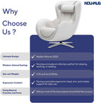 Nouhaus Classic Massage Chair with Ottoman. White Leather Lounge Chair, with Percussive & Shiatsu Chair Massager, Bluetooth Speaker and Recliner. Cozy Bedroom Chair with Spot and Full Body Massager