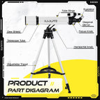 Telescope 90mm Aperture 700mm with Vertisteel AZ Mounting Slow-Motion Mount  High Power Telescopes for Adults Astronomy  Easy for Beginners  with Carry Bag Wireless Remote Control  Phone Adapter White