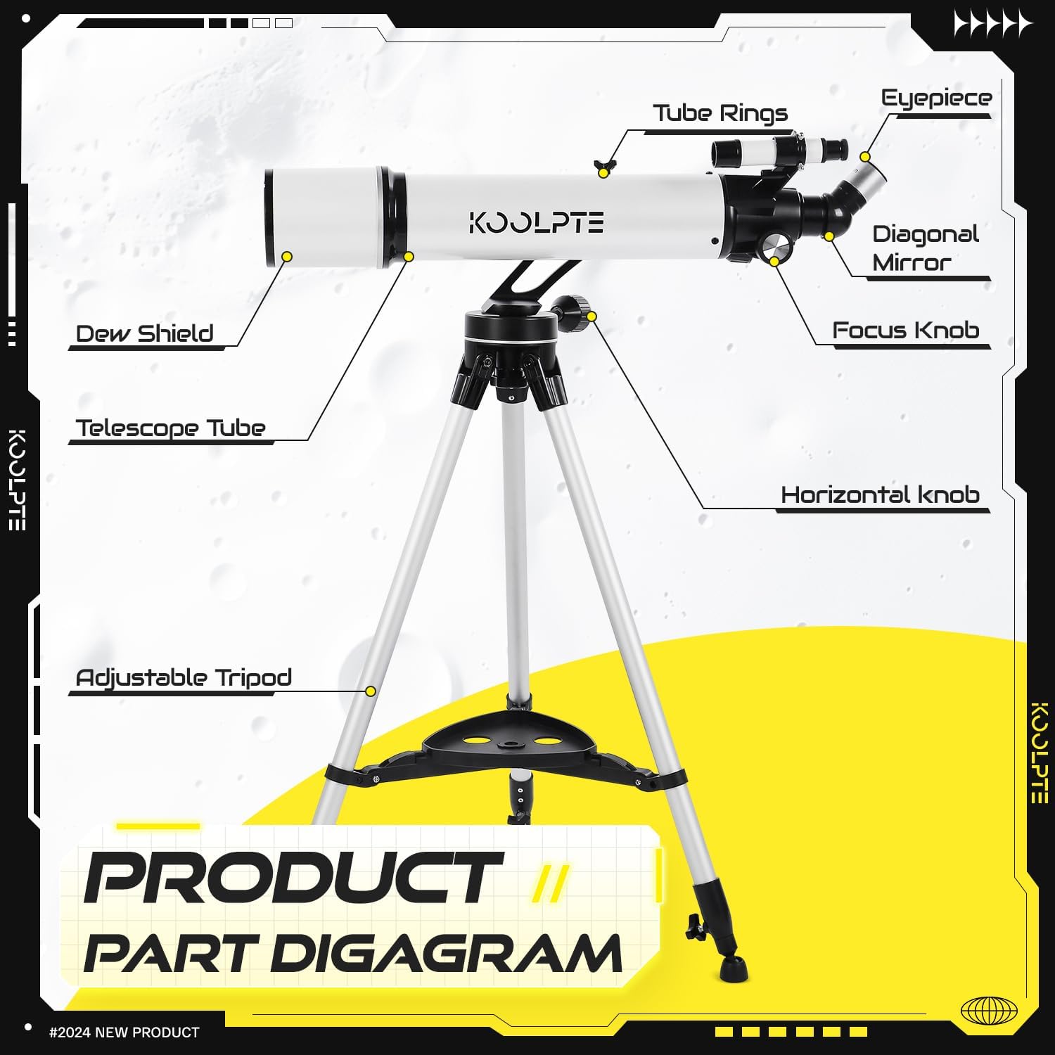 Telescope 90mm Aperture 700mm with Vertisteel AZ Mounting Slow-Motion Mount  High Power Telescopes for Adults Astronomy  Easy for Beginners  with Carry Bag Wireless Remote Control  Phone Adapter White