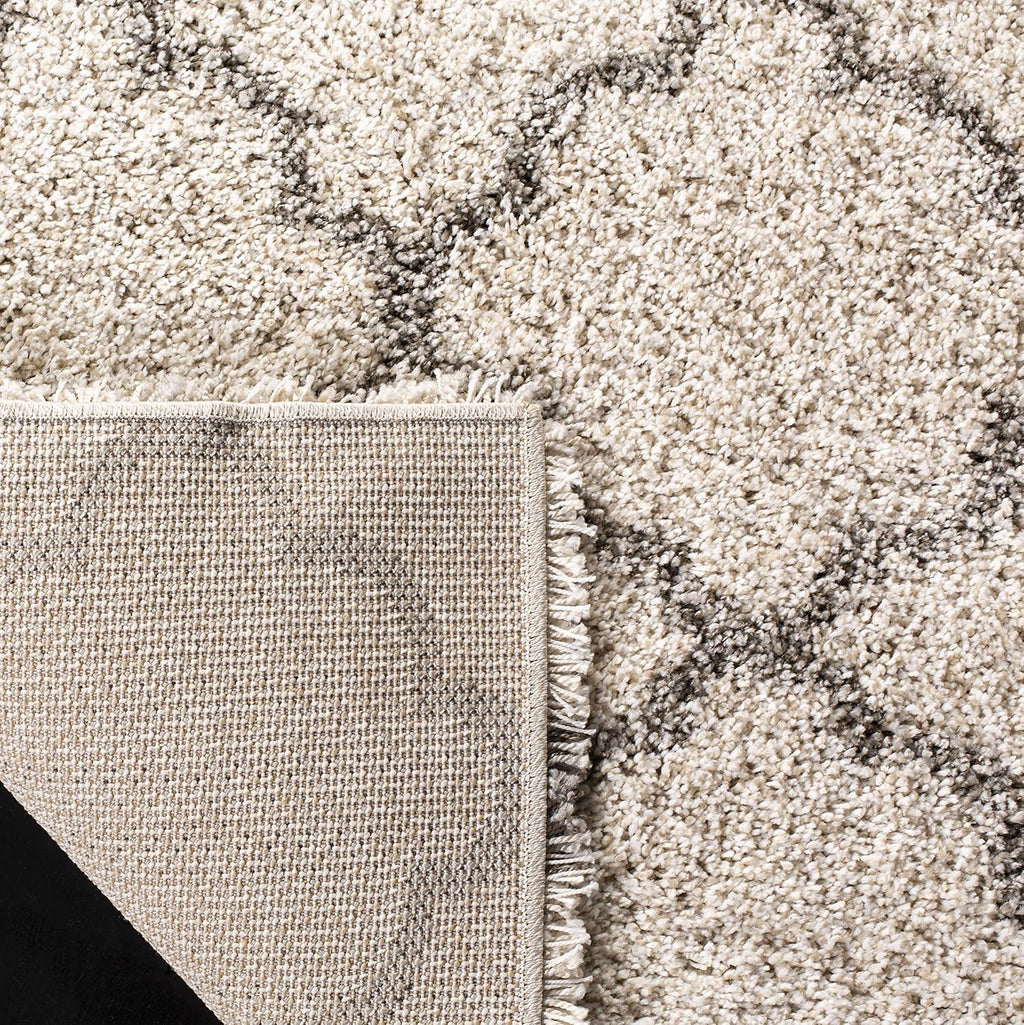 SAFAVIEH Hudson Shag Collection Area Rug - 9' x 12', Ivory & Grey, Moroccan Trellis Design, Non-Shedding & Easy Care, 2-inch Thick Ideal for High Traffic Areas in Living Room, Bedroom (SGH282A)