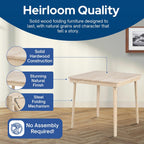Stakmore Straight Edge Solid Wood Folding Card Table, Folds to Deep 3.38 Inches for Easy Storage, 29.5″H x 32″W x 32″D, Unfinished