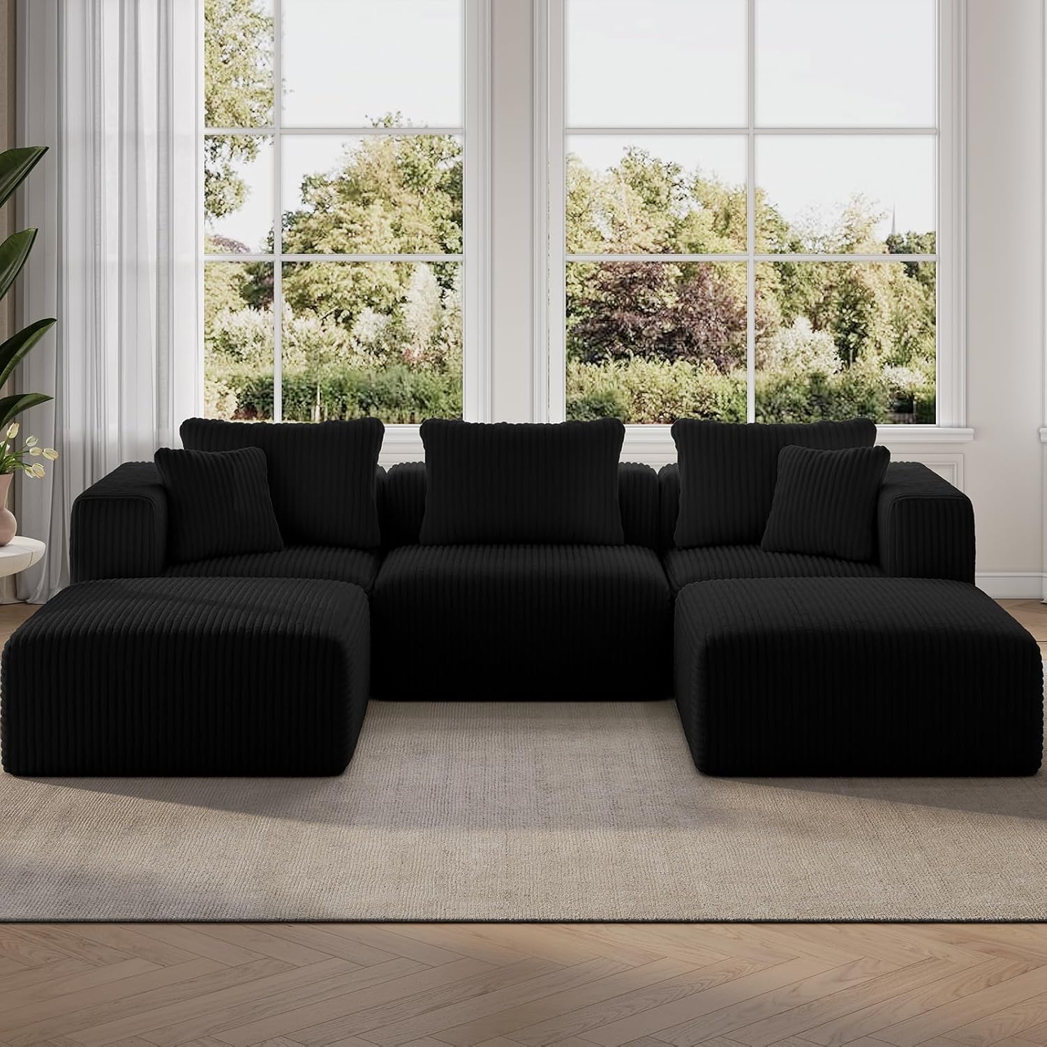 Novilla 106" Modular Sectional Sofa, Modern Cloud Sectional Couch with Smarts Coil® Support, U-Shape Boneless Couch for Living Room Apartments Bedroom, No Assembly Required (3 Seat w/ 2 Ottoman)