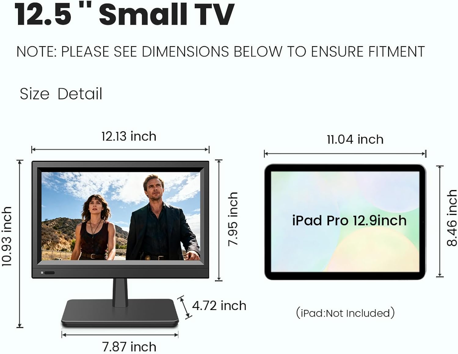 12.5inch small Portable TV,Essential for Bedroom/Kitchen/Camping,Support HDMI/USB input,Built-in speakers,lightweight and easy to carry,Suitable for small spaces(NO with WiFi/Bluetooth/Satellite)
