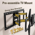 Mounting Dream Full Motion TV Wall Mount for Most 42-90 Inch TVs, Heavy Duty Wall Mount TV Bracket with 6 Strong Articulating Arms, Max VESA 600x400mm, Up to 132LBS, Fits 16/18/24'' Wood Studs, MD2298