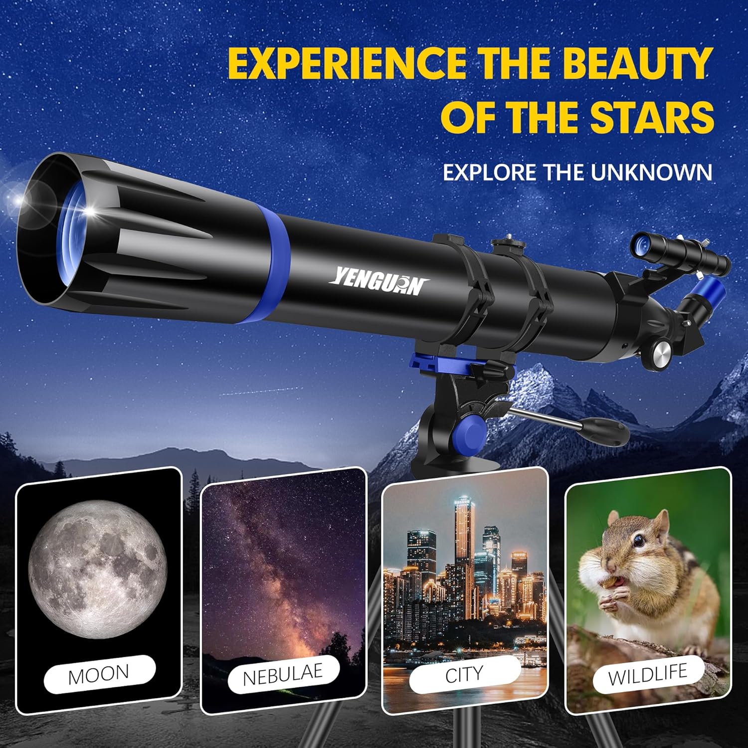 Telescope  90mm Aperture 800mm-Telescope for Adults & Kids  Professional Refractor Telescopes for Adults High Powered  Beginner-Friendly  Phone Adapter & Stable Stainless Tripod  Portable Carry Bag