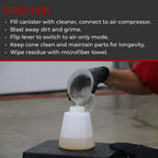 HI-TECH Vortex I Air Cleaning Gun – Deep Cleans Auto Interiors & Exteriors – Compressed Air Powered – Car Detailing Tool for Dirt, Dust, Grime & Stains
