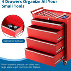 Heavy-Duty Rolling Tool Chest with 4 Lockable Drawers, Featuring a Sturdy Metal Cabinet and Smooth-Wheeling Mobility, Includes Protective Drawer Liners for Secure Storage