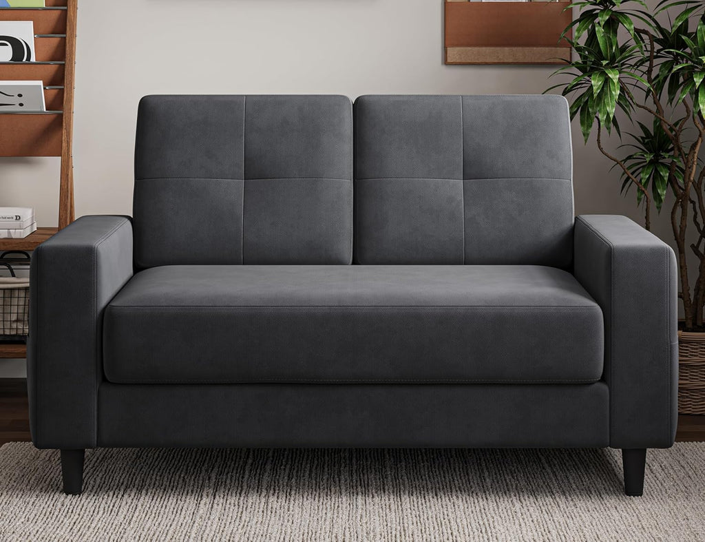 Txtin's Loveseat Sofa 53" Small Couches for Small Spaces 2 Seater Mini Couch for Bedroom Dark Grey Comfy Modern Love Seat for Apartment Office Living Room