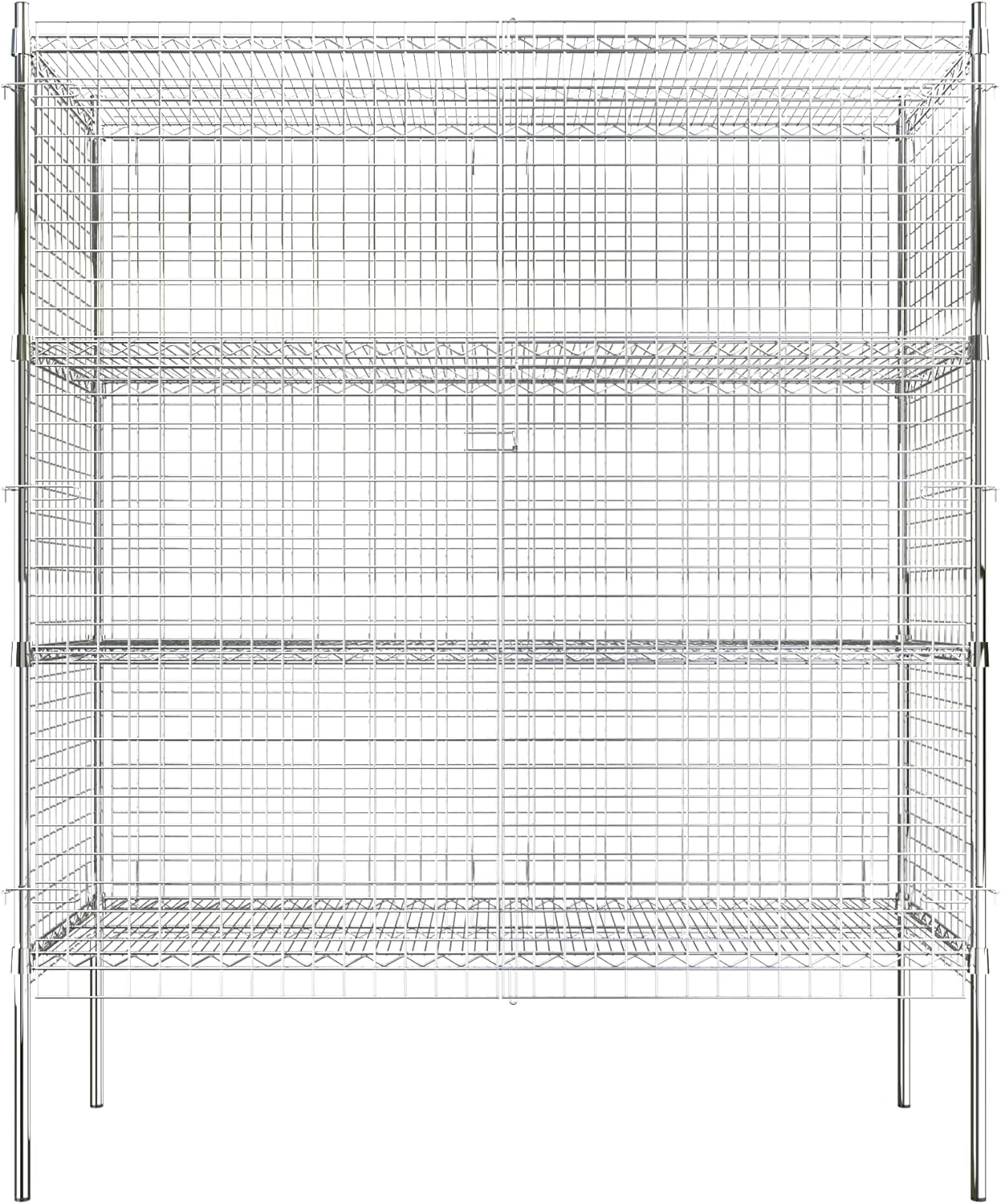 Commercial Grade NSF Listed Metal Wire Mesh Storage Chrome Security Cage Kit, 24" x 60" x 74", Perfect for Warehouse, Grocery Store, Restaurant, Dishroom