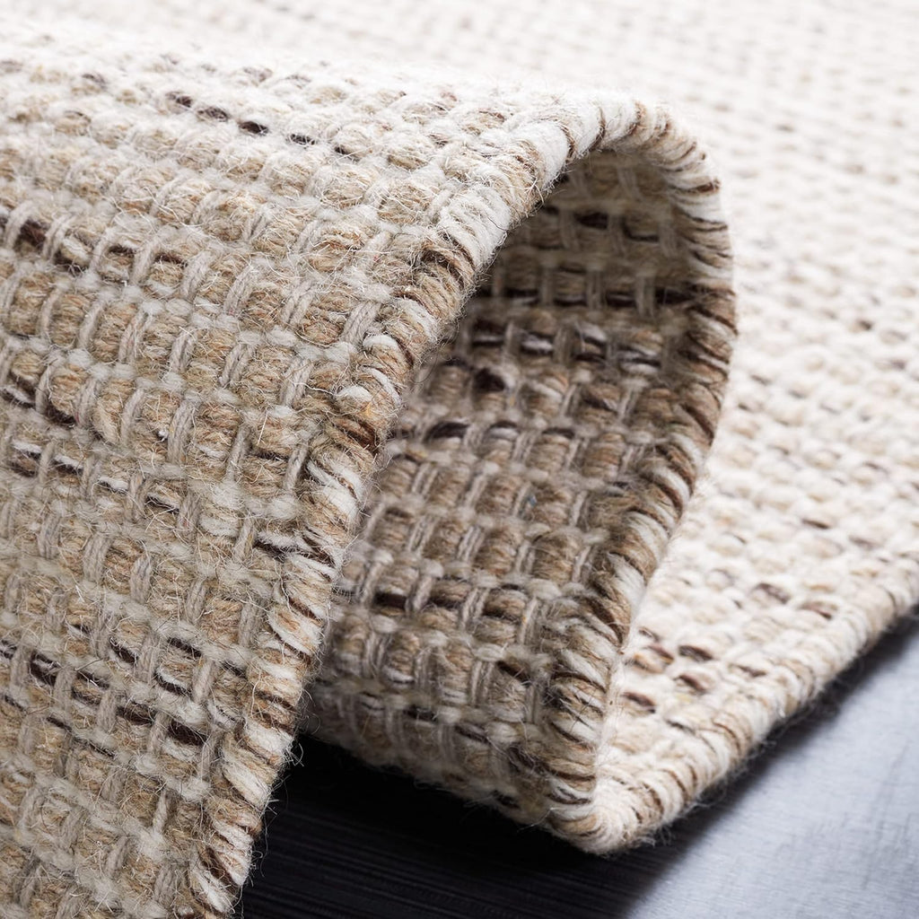 SAFAVIEH Vermont Collection Area Rug - 9' x 12', Beige & Ivory, Handmade Wool, Ideal for High Traffic Areas in Living Room, Bedroom (VRM807B)