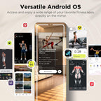 Smart Gym Mirror for Home Workouts, 32" HD Touchscreen with Android OS, 63" Full-Length Mirror, No Subscription Required, Fitness App Support, Voice Control & Music Sync LED Light Strip